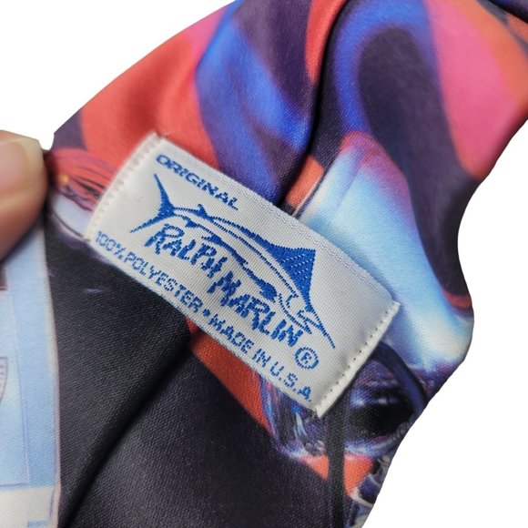 Ralph marlin vintage 1992 harley davidson neck tie pastel neon abstract art - Picture 3 of 7